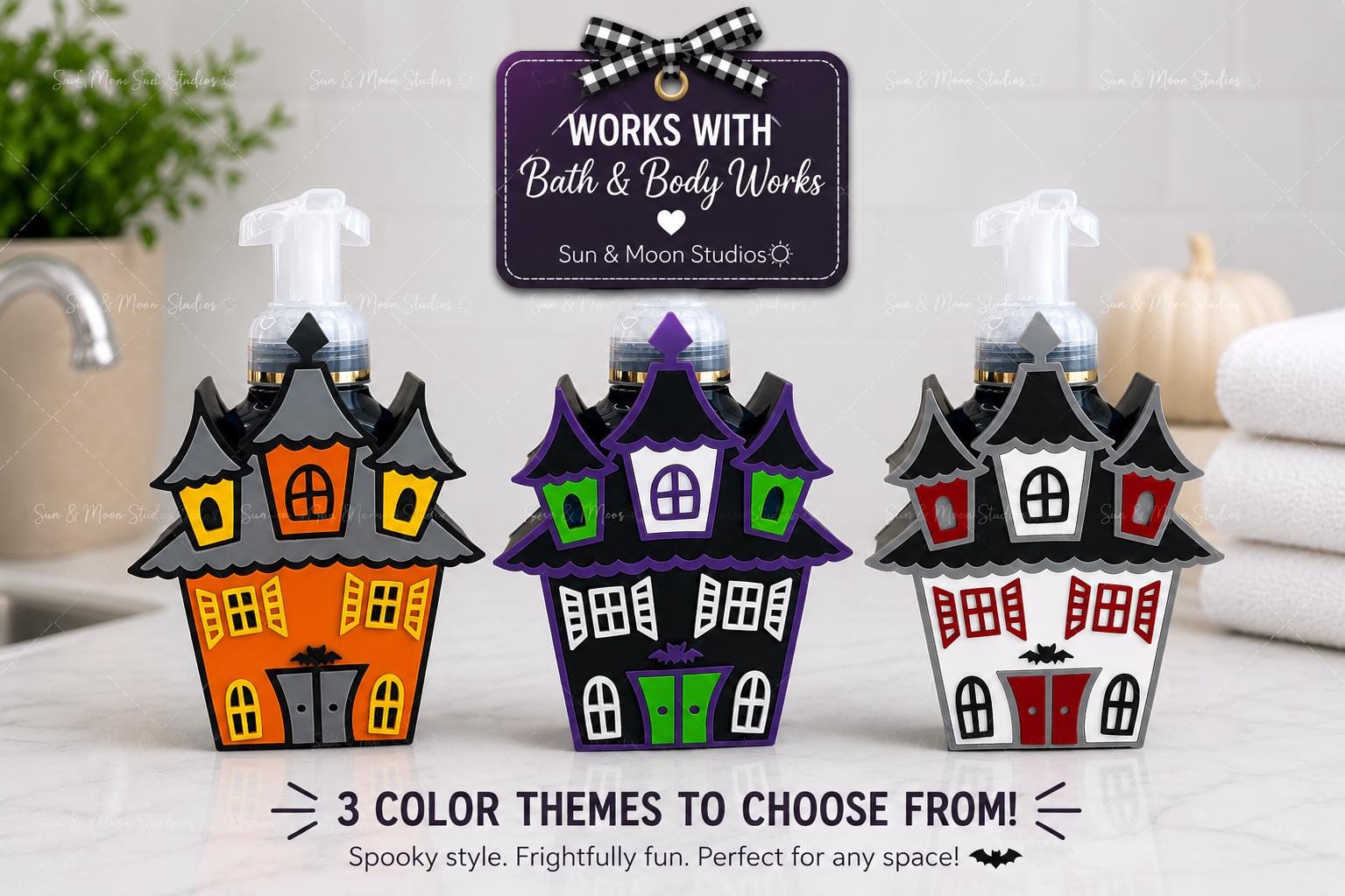 Haunted House Soap Holder for Bath & Body Works Foaming Soap | Halloween Bathroom Decor