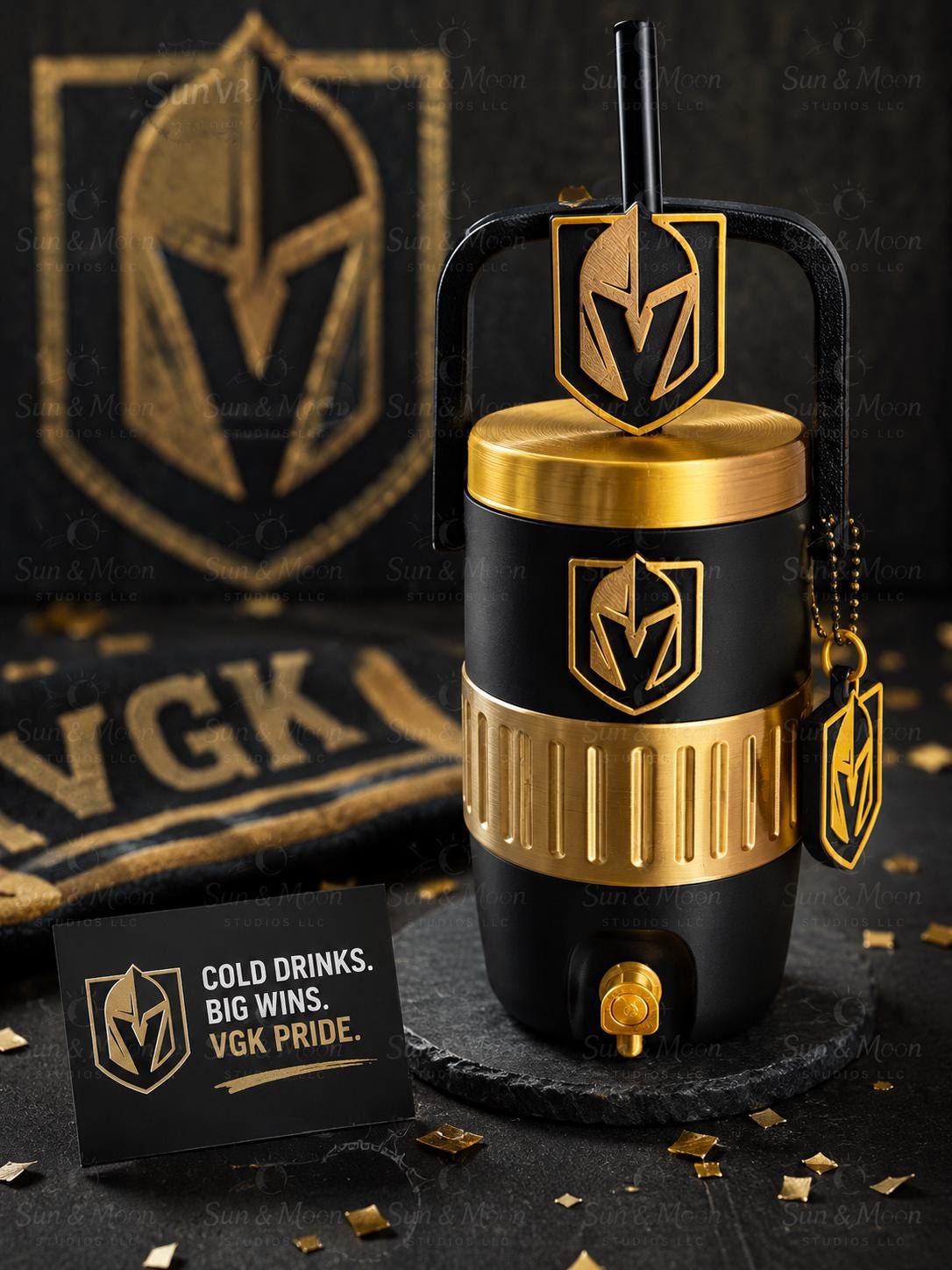 VGK Fan Can Holder Bundle – 4 Piece Set – 12oz Standard or Slim Can Size – Game Day Drink Accessory
