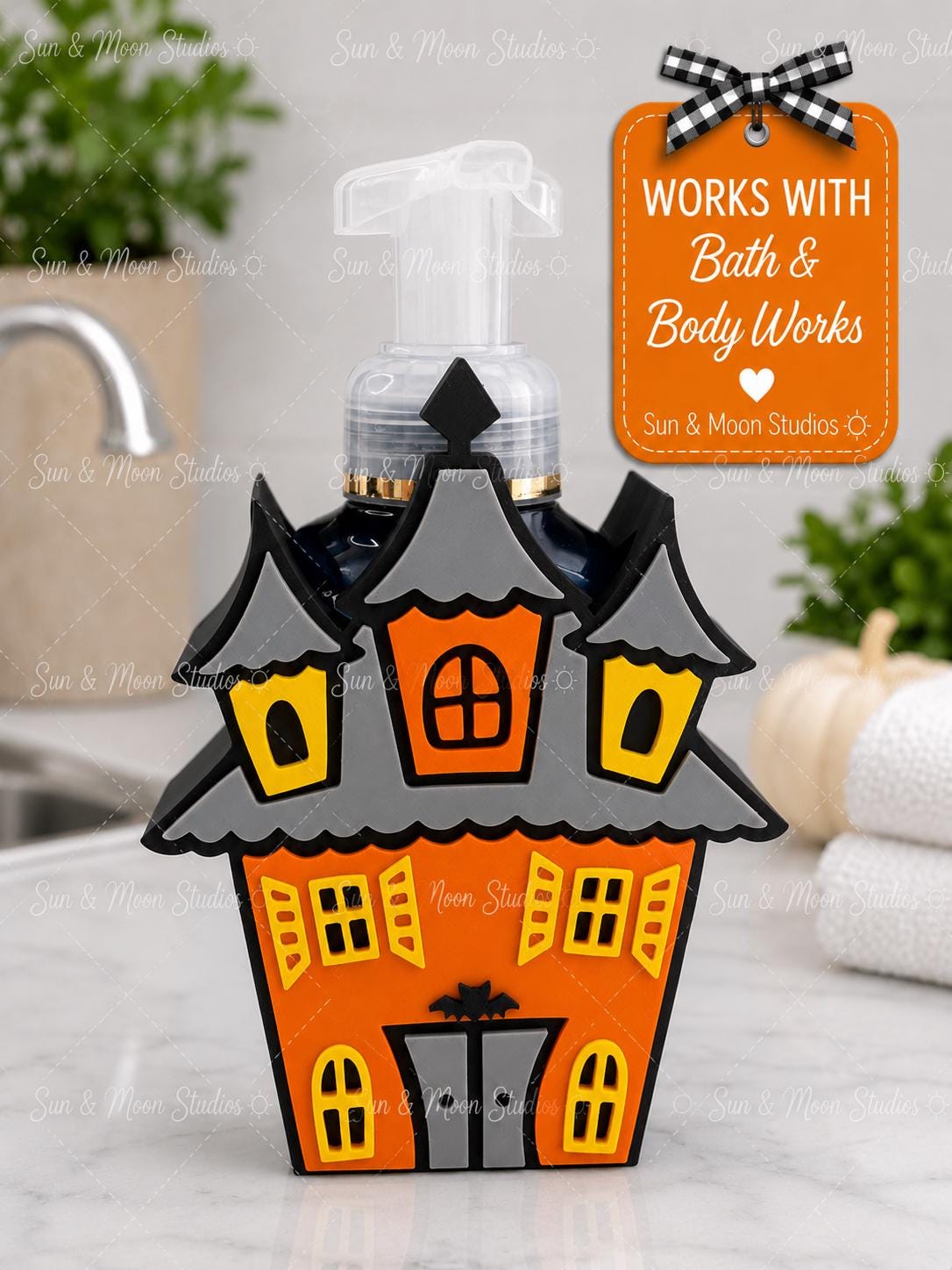 Haunted House Soap Holder for Bath & Body Works Foaming Soap | Halloween Bathroom Decor