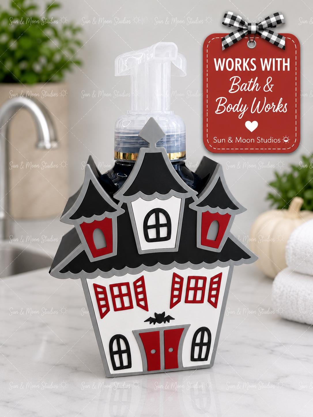 Haunted House Soap Holder for Bath & Body Works Foaming Soap | Halloween Bathroom Decor
