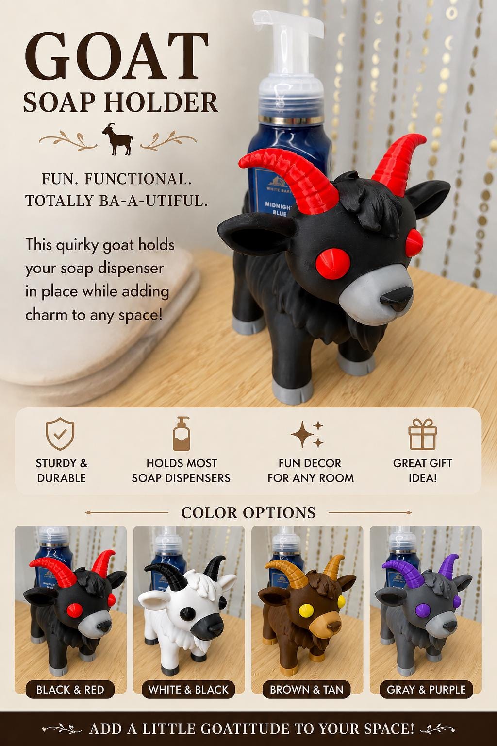 Goat Soap Holder – Foaming Soap Dispenser Holder