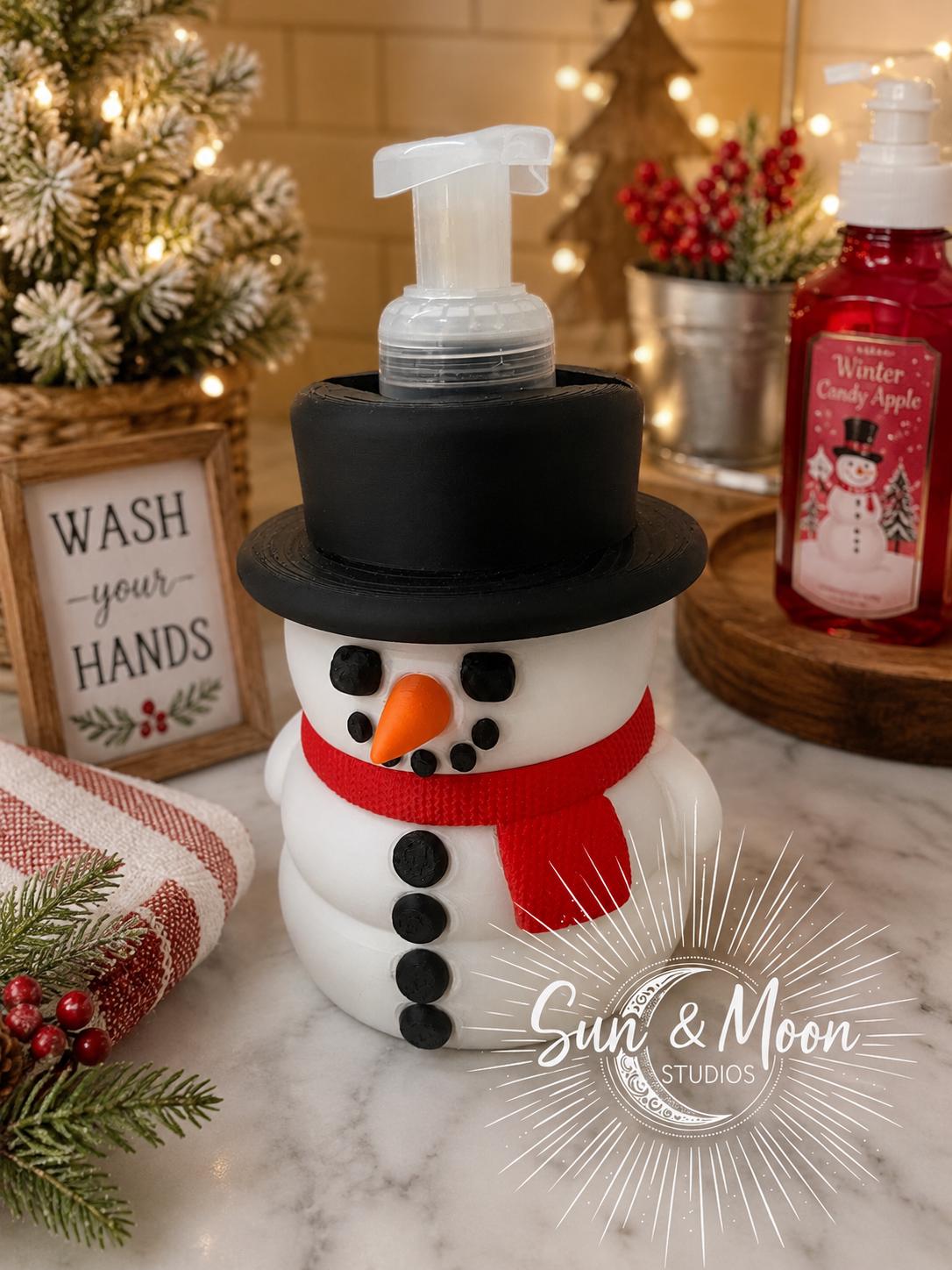 Snowman Foaming Soap Holder | Christmas Bath & Body Works Soap Holder | Winter Bathroom Decor | Holiday Kitchen Sink Decor