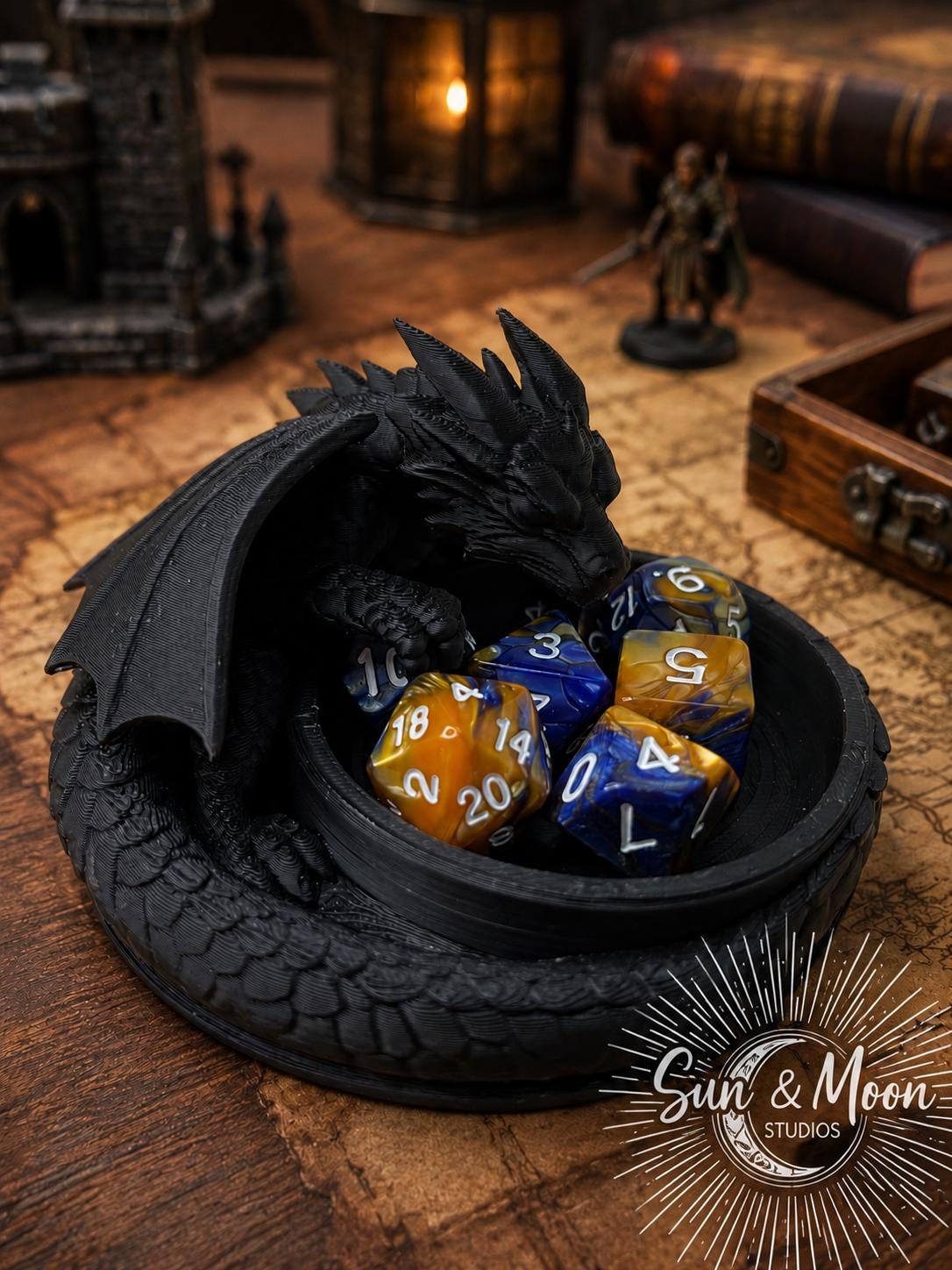Hoarding Dragon Dice Tray | Dragon Dice Holder | DND Dice Storage | Fantasy Dragon Trinket Dish | RPG Tabletop Accessory | Dragon Gift