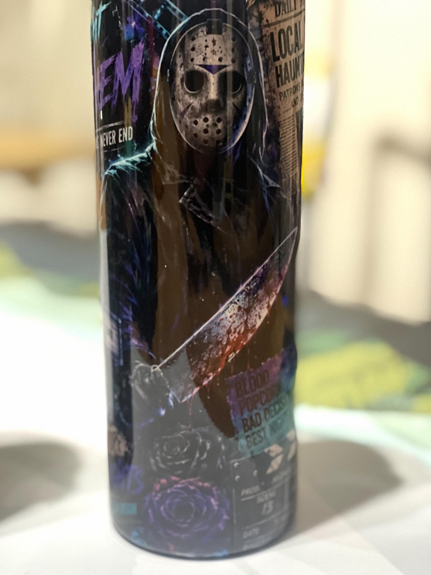Horror Movie Skinny Tumbler – Gothic Halloween Drinkware, Stainless Steel Cup