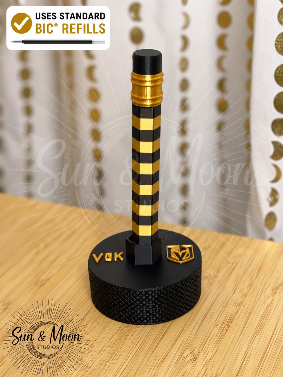VGK Jumbo Pencil Pen | Refillable BIC Ink Pen | Oversized Pen | Hockey Fan Gift | Desk Accessory | Pen Holder Available
