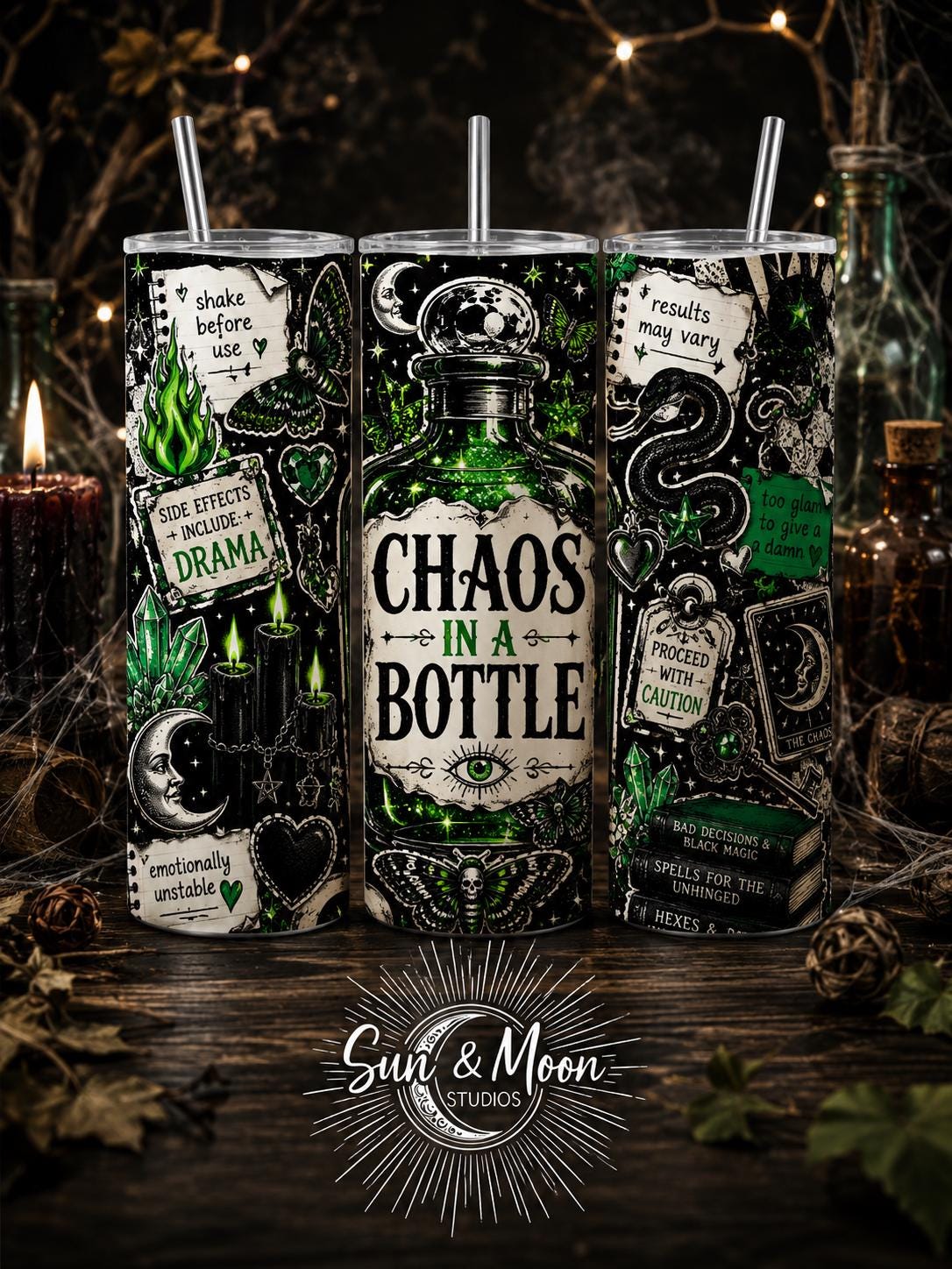 Horror Movie Skinny Tumbler – Gothic Halloween Drinkware, Stainless Steel Cup