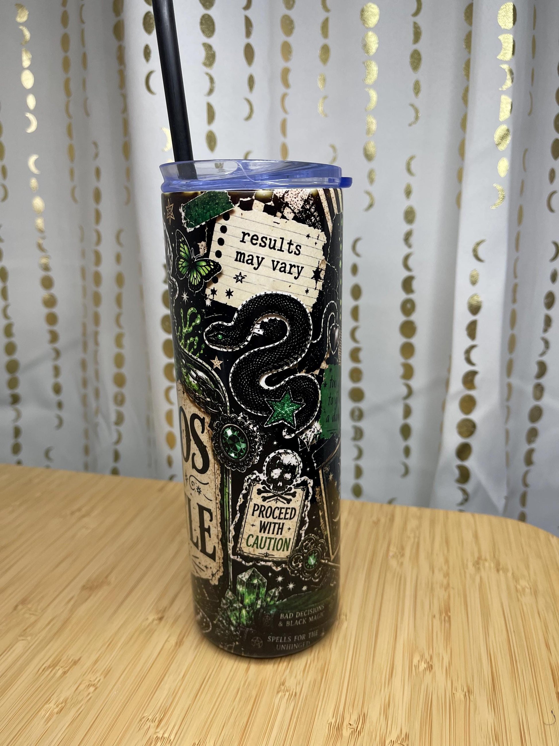 Horror Movie Skinny Tumbler – Gothic Halloween Drinkware, Stainless Steel Cup