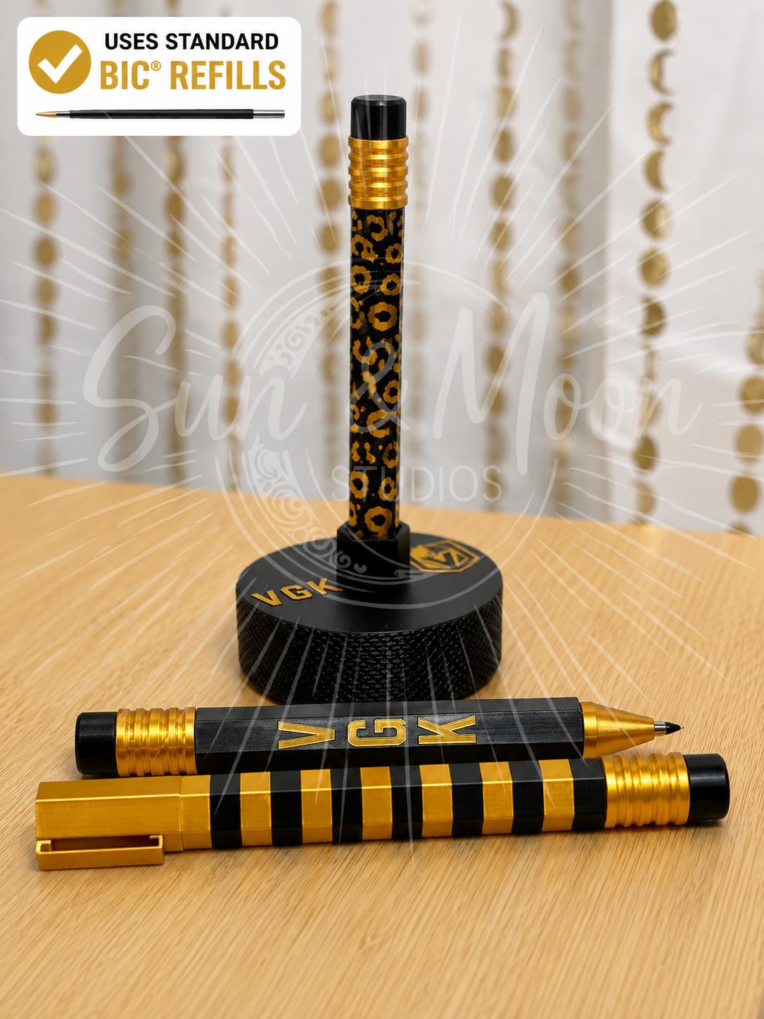 VGK Jumbo Pencil Pen | Refillable BIC Ink Pen | Oversized Pen | Hockey Fan Gift | Desk Accessory | Pen Holder Available