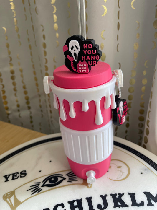 Pink Horror Can Holder Bundle | Dripping Design, Spooky Accessories (4-Piece Set)