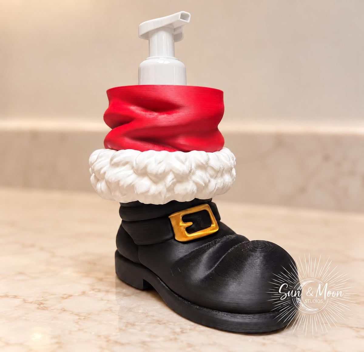 Santa Boot Soap Holder for Bath & Body Works Foaming Hand Soap, Christmas Bathroom Decor, Holiday Sink Accessory
