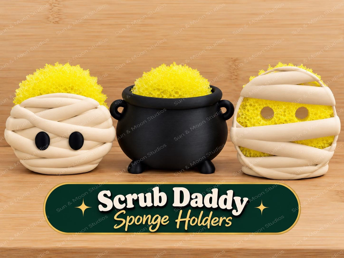 Spooky Scrub Daddy Sponge Holder | Mummy or Witch Cauldron | Halloween Kitchen Decor | Gothic Sponge Holder | 3D Printed Sink Organizer
