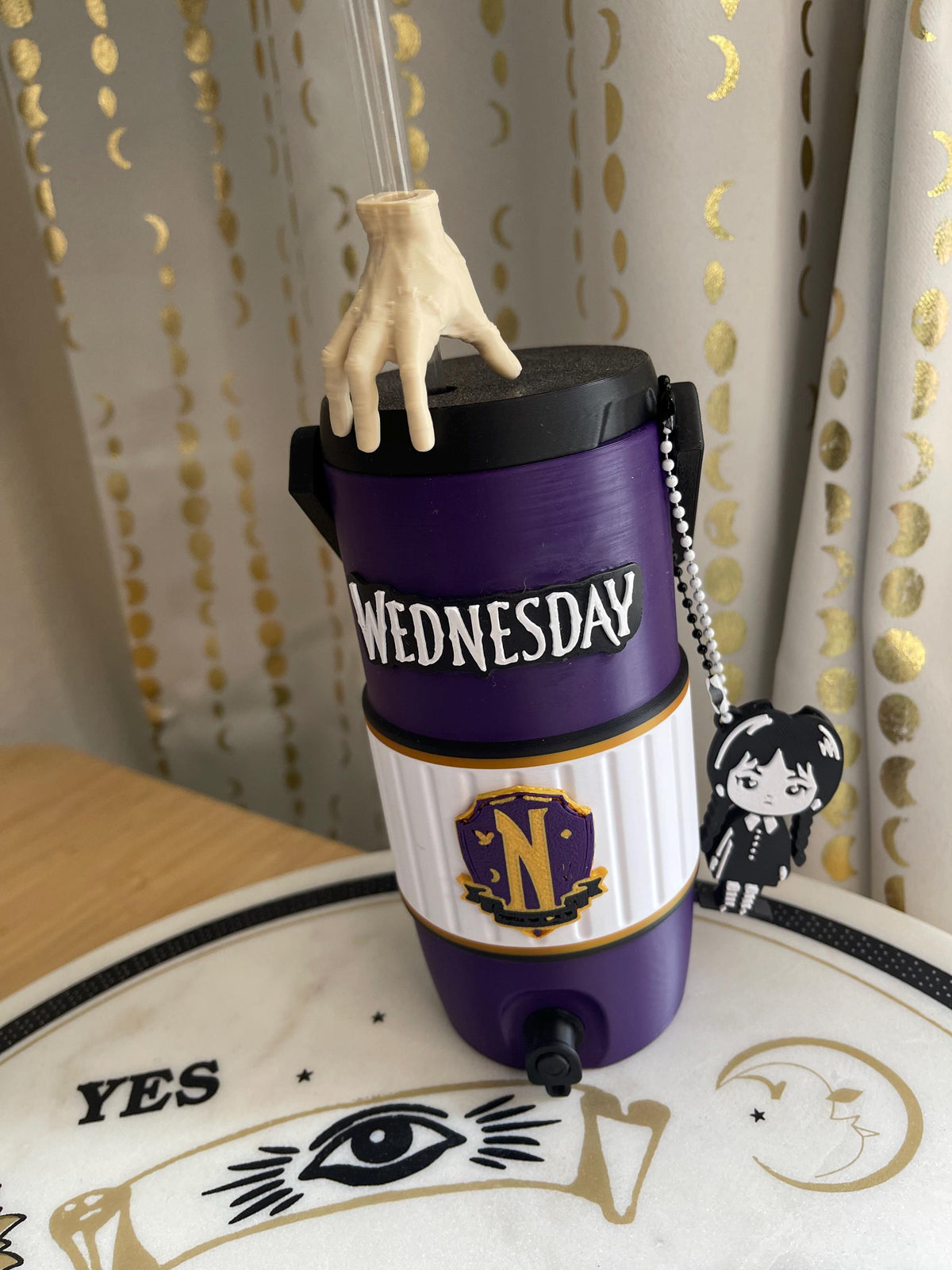 Goth Girl Can Cozie_ 4 piece Set, Can Holder, Reusable Straw, Hand Straw Topper, Tab Opener (12oz)