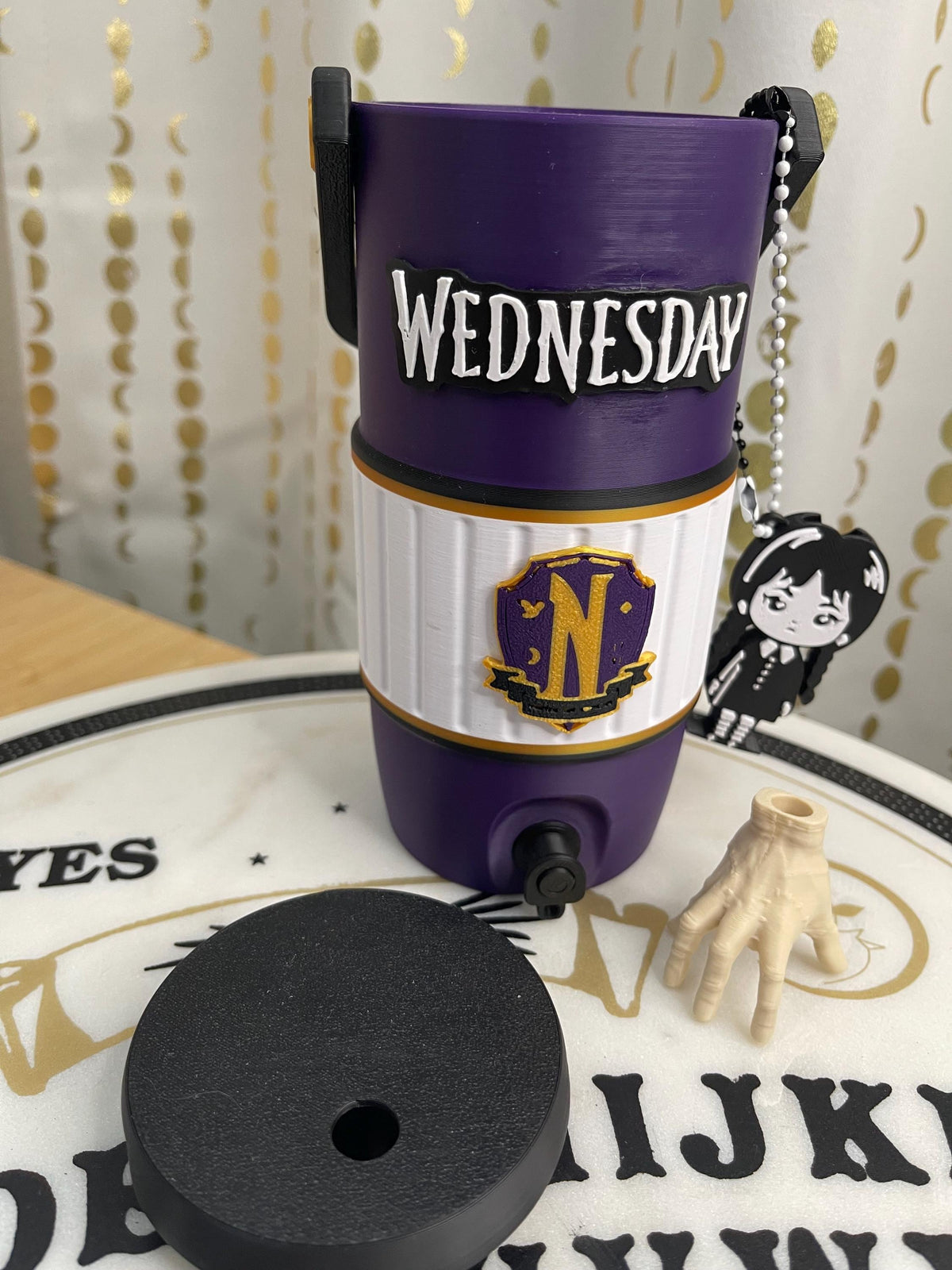 Goth Girl Can Cozie_ 4 piece Set, Can Holder, Reusable Straw, Hand Straw Topper, Tab Opener (12oz)