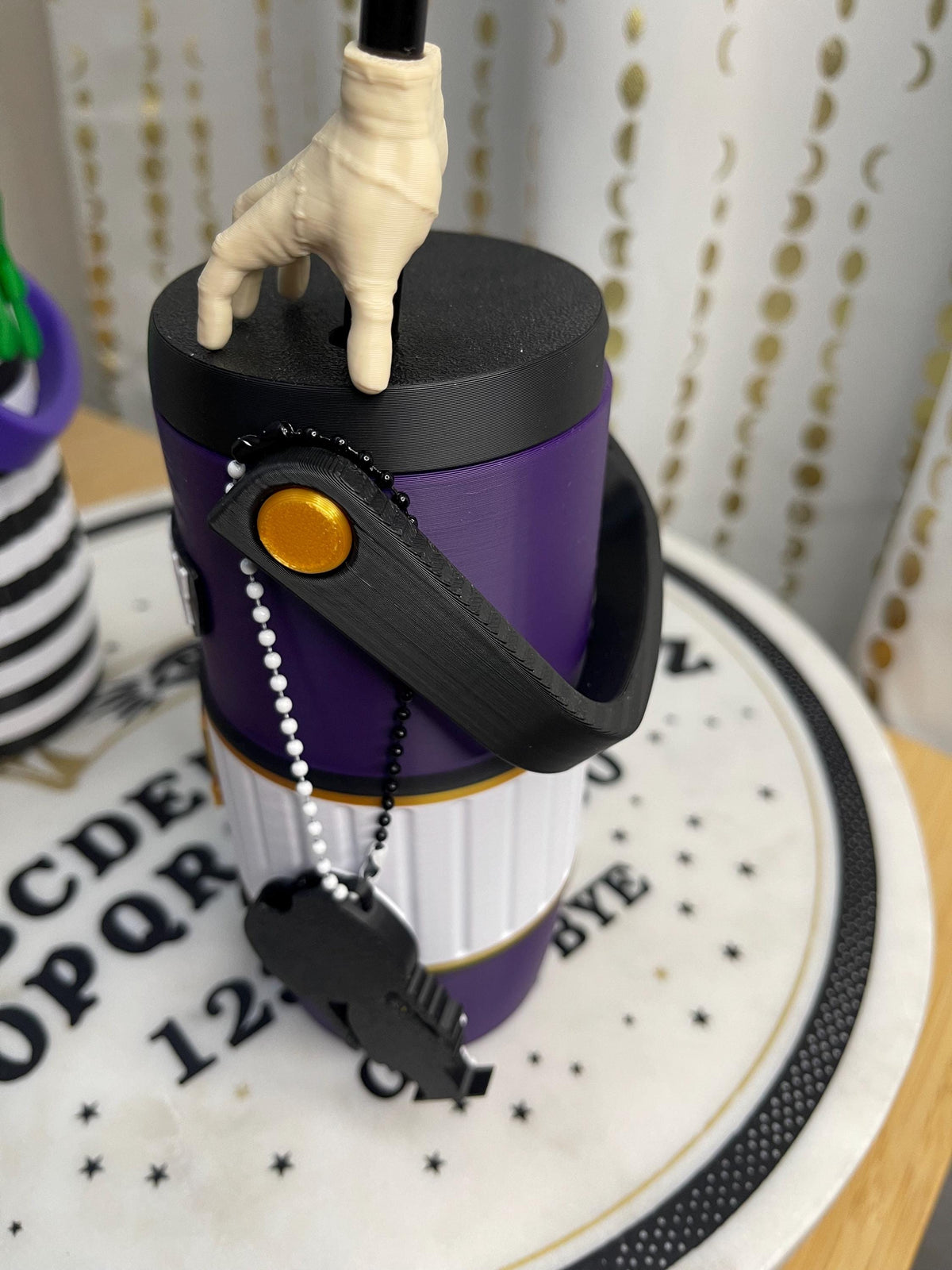 Goth Girl Can Cozie_ 4 piece Set, Can Holder, Reusable Straw, Hand Straw Topper, Tab Opener (12oz)