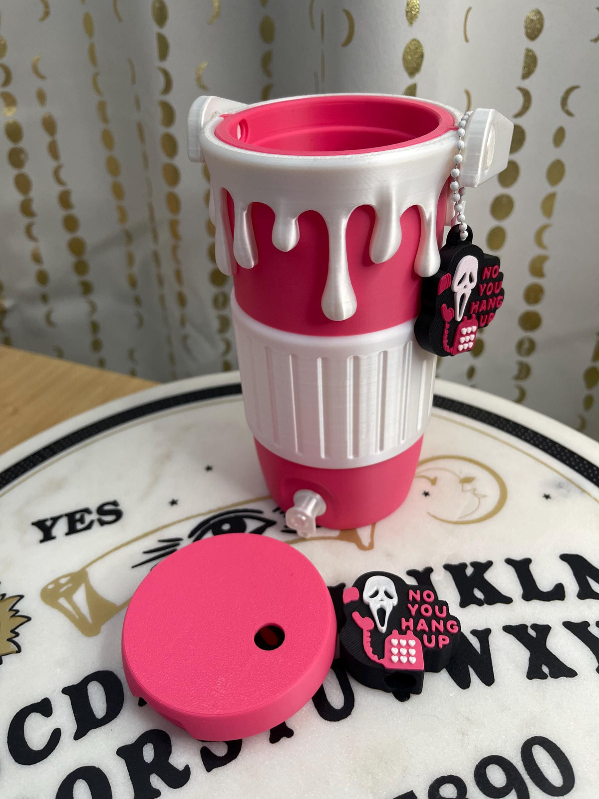Pink Horror Can Holder Bundle | Dripping Design, Spooky Accessories (4-Piece Set)