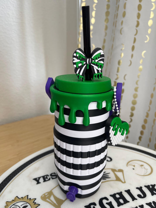 Spooky Striped Can Holder Bundle | Green Dripping Horror Drink Accessory Set (4-Piece)
