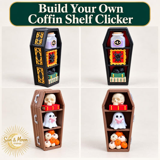 Build Your Own Coffin Shelf Fidget Clicker, Gothic Decor, Custom Interchangeable Keycaps, Sensory Toy