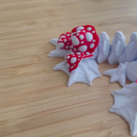 Mushroom Dragon/Wyvern, Articulated Flexi Dragon, 3D Printed Fantasy Dragon, Cute Desk Buddy, Cottagecore Dragon, Sensory Fidget Toy