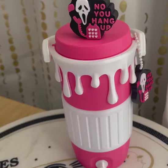 Pink Horror Can Holder Bundle | Dripping Design, Spooky Accessories (4-Piece Set)