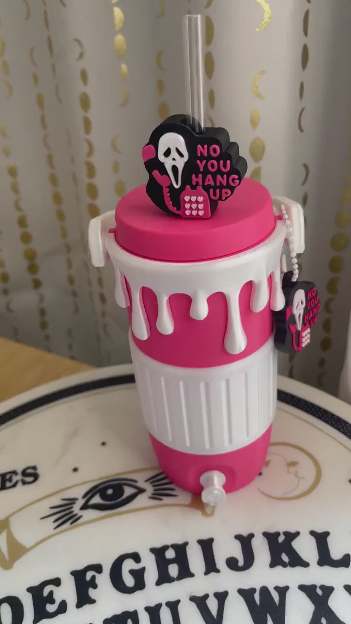 Pink Horror Can Holder Bundle | Dripping Design, Spooky Accessories (4-Piece Set)