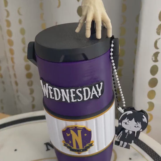 Goth Girl Can Cozie_ 4 piece Set, Can Holder, Reusable Straw, Hand Straw Topper, Tab Opener (12oz)
