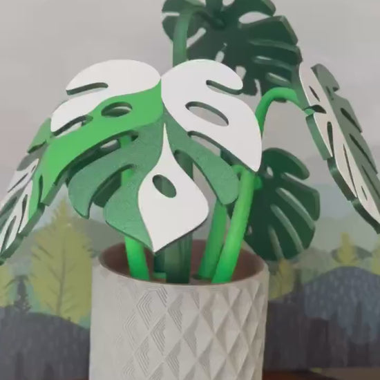 Monstera Coaster Tree + Decorative Planter Set | Modular Base Options | Tropical Leaf Drink Holder Organizer