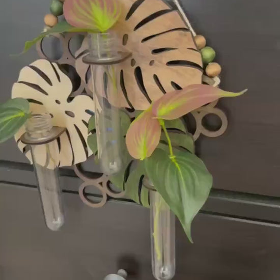 Hanging Propagation Station - Bee & Botanical or Monstera Leaf Wall Decor | Boho Plant Propagation