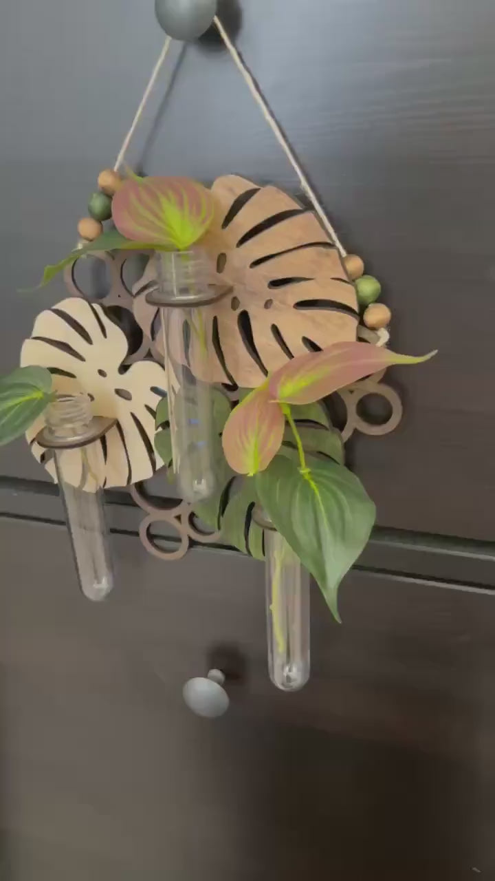 Hanging Propagation Station - Bee & Botanical or Monstera Leaf Wall Decor | Boho Plant Propagation