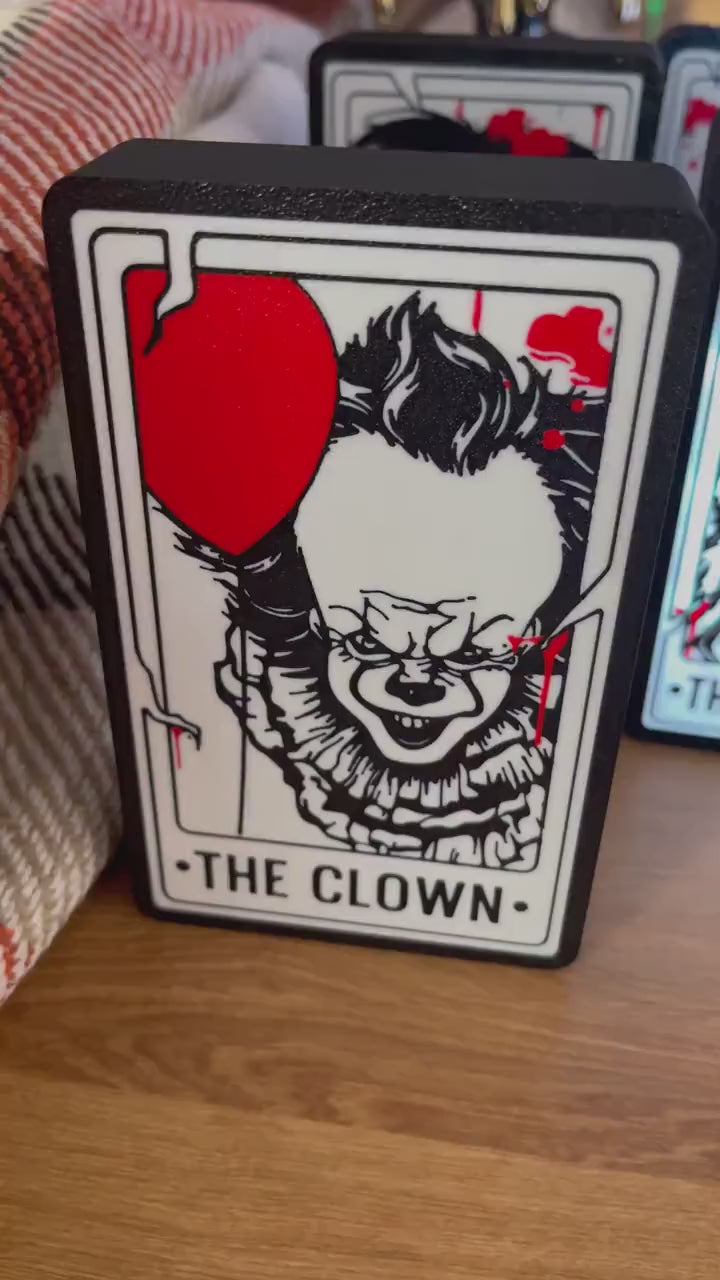 Horror Character LED Tarot Style Light Box | Halloween Horror Night Decor | Spooky Movie Villain Night Light | Creepy Room & Desk Deco