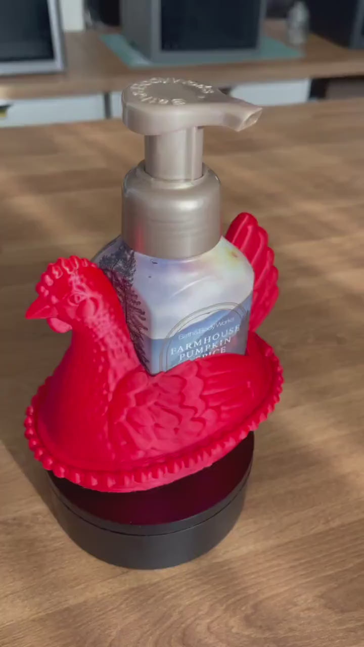 Hen Soap Holder for Bath & Body Works | Chicken in Nest Soap Holder with Hinged Lid | Farmhouse Kitchen Decor | Farm Animal Sink Holder
